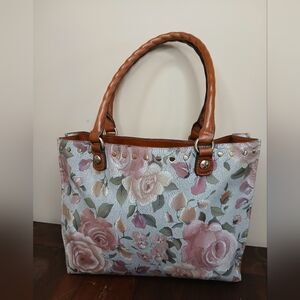 Patricia Nash Brown Floral Tote Bag